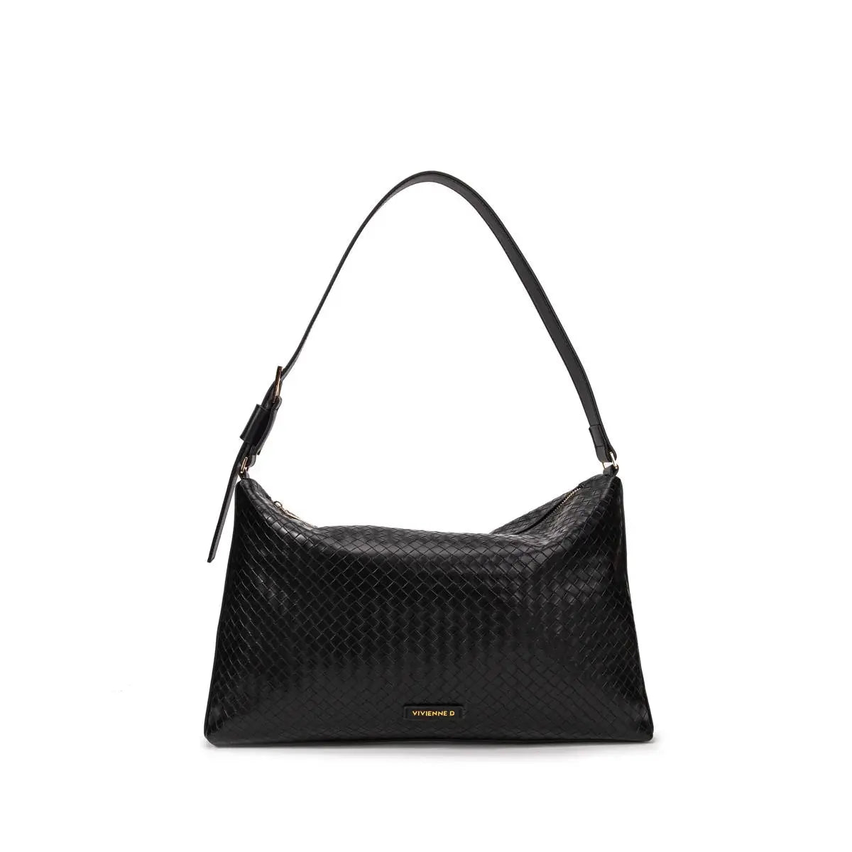 Borsa a spalla intrecciata vivienne d con tracolla regolabile e chiusura a zip. Una borsa che si adata per ogni outfit, da quello più elegante la sera a quello più casual per una giornata in ufficio