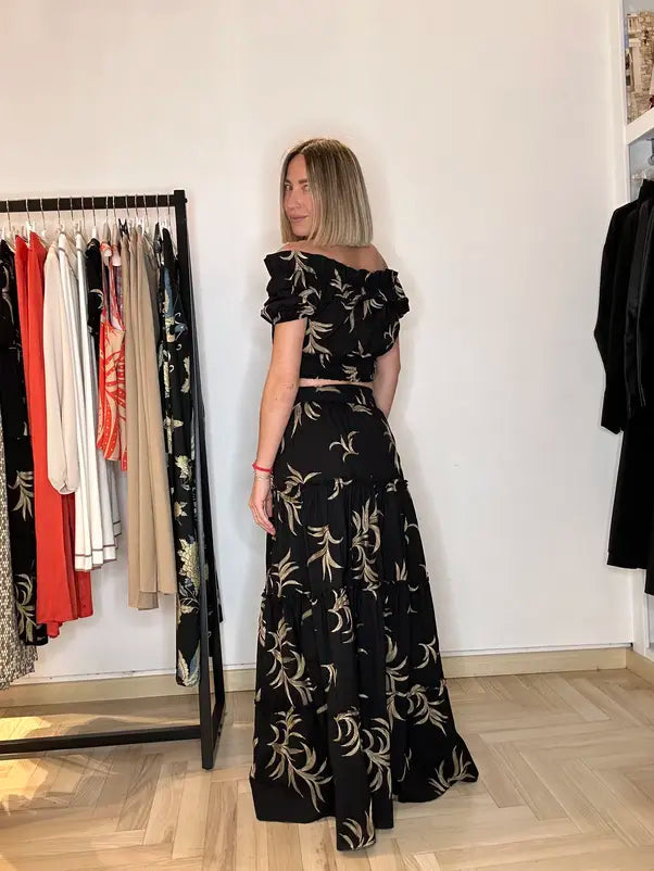 top corto di cotone nero