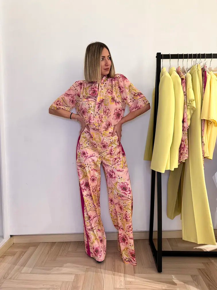 Pantalone a palazzo in effetto seta con dettaglio banda laterale – stile chic e moderno per outfit donna