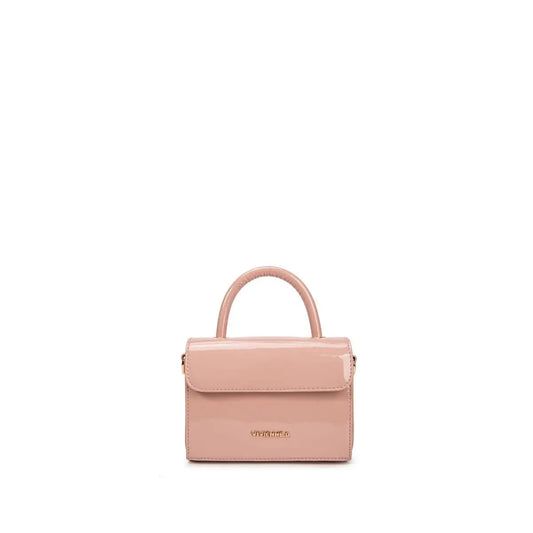 Mini bag in vernice cipria con tracolla regolabile e removiblle firmata vivienne d