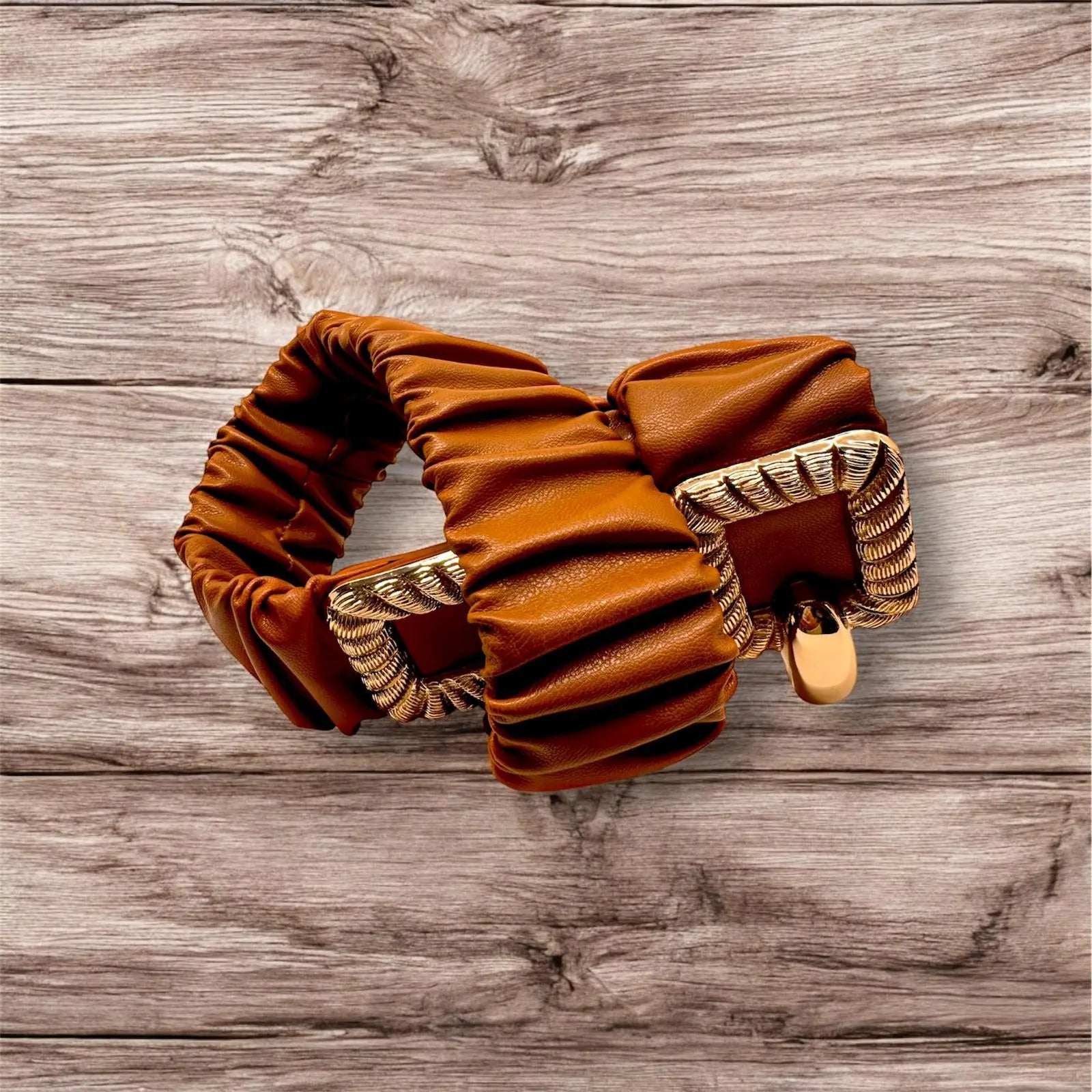 cintura elasticizzata ecopelle cammello