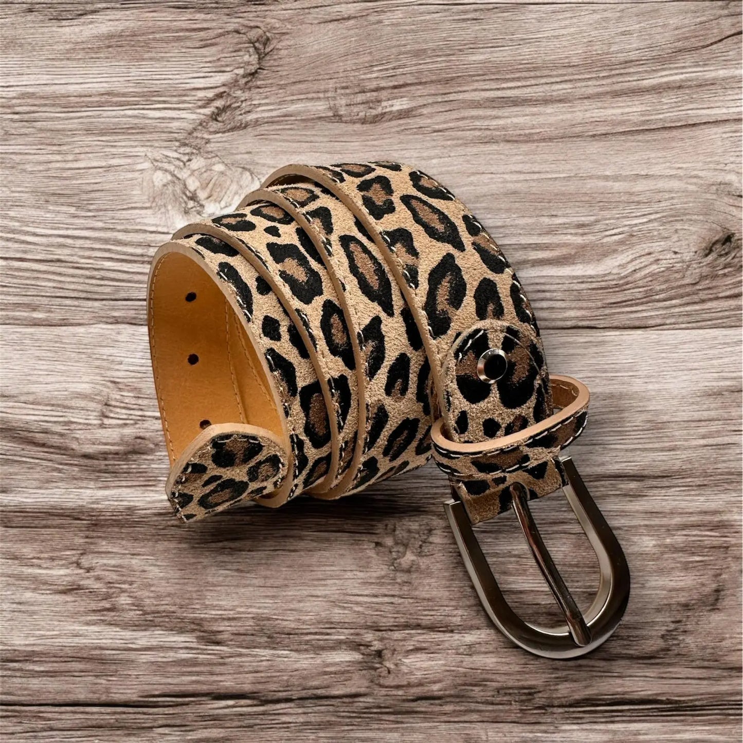 cintura leopardata in pelle