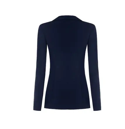 giacca doppiopetto curvy color blu notte in tessuto crepe easticizzato