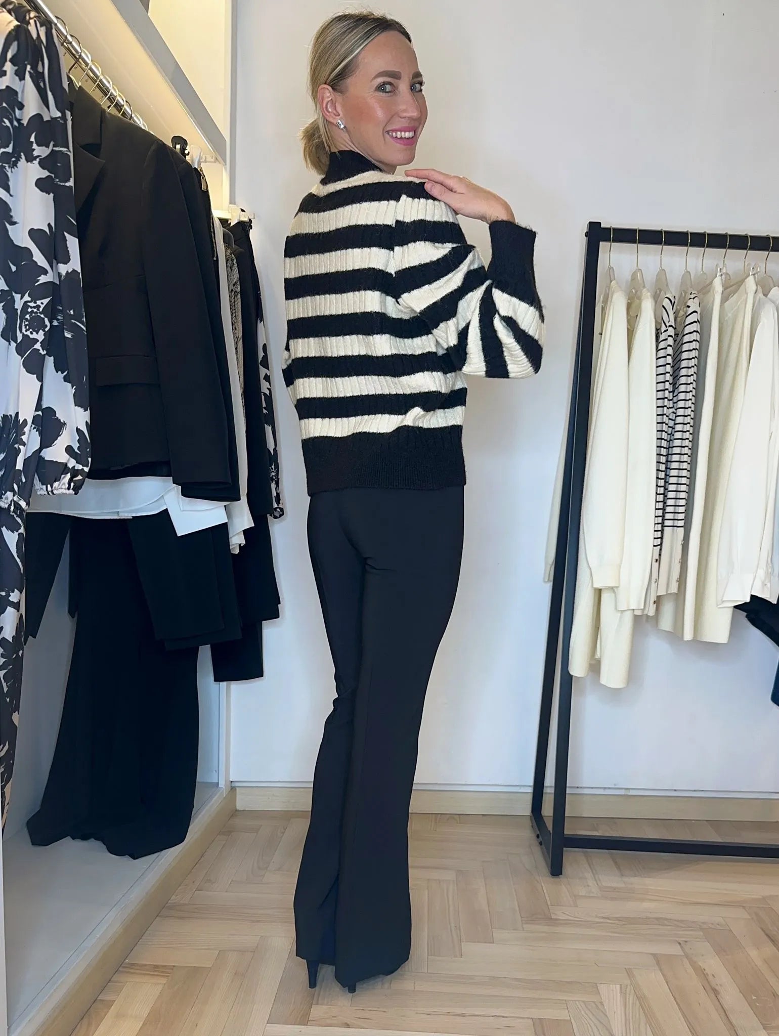 maglia, casual, comfort, firenze, righe, bianco, nero