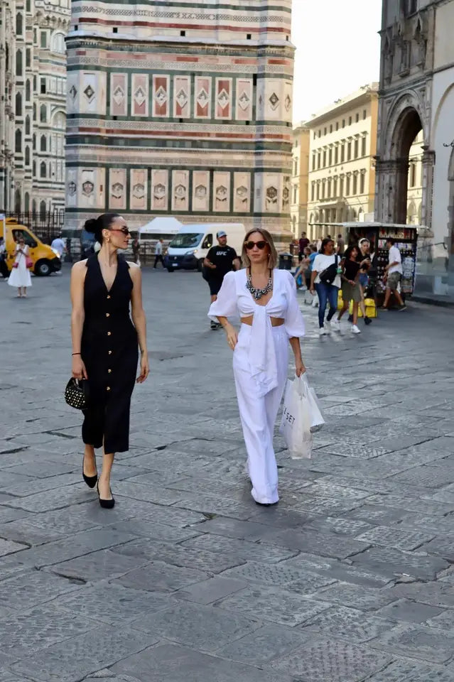pantalone di lino bianco, lunghezza regolare adatti sia con un tacco alto che un sandalo basso
