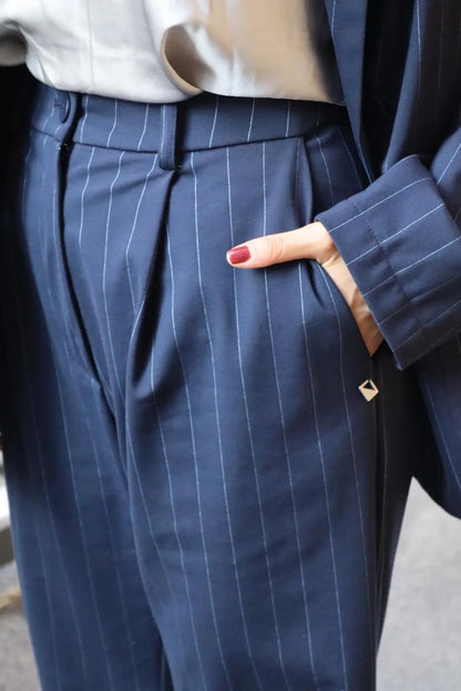 pantalone gessato stile sartoriale