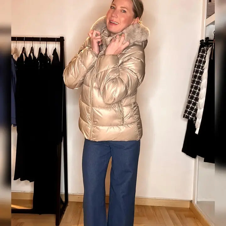 piumino corto beige casual