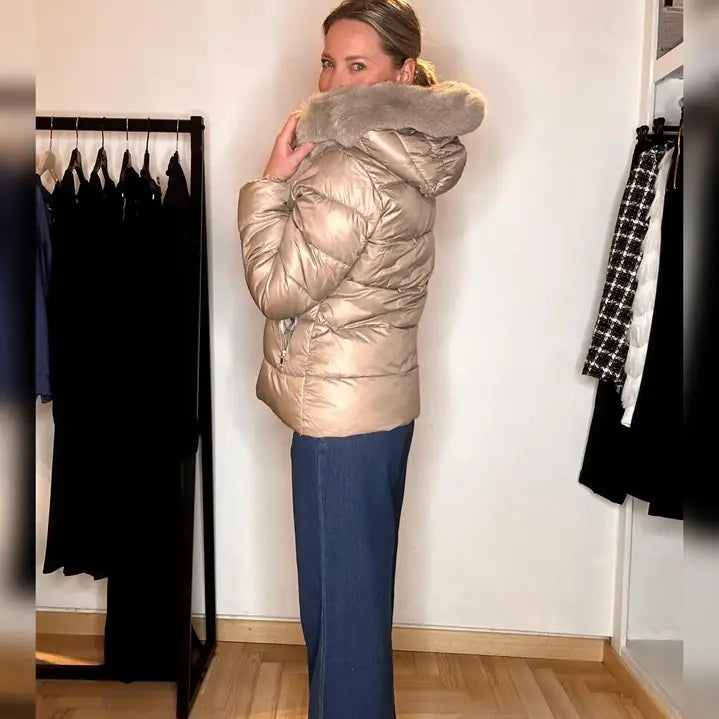 piumino invernale corto beige