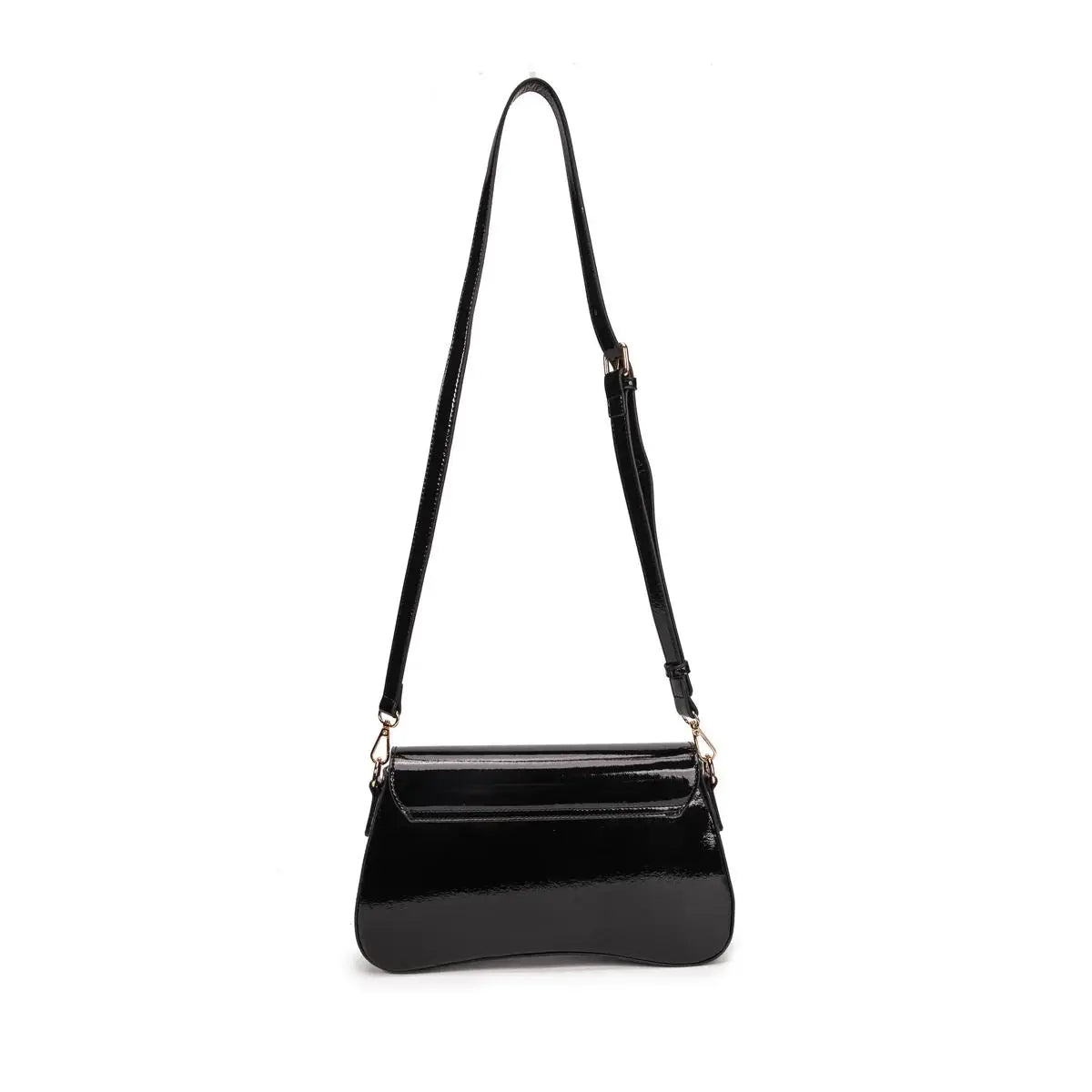 pochette lucida nera con tracolla regolabile