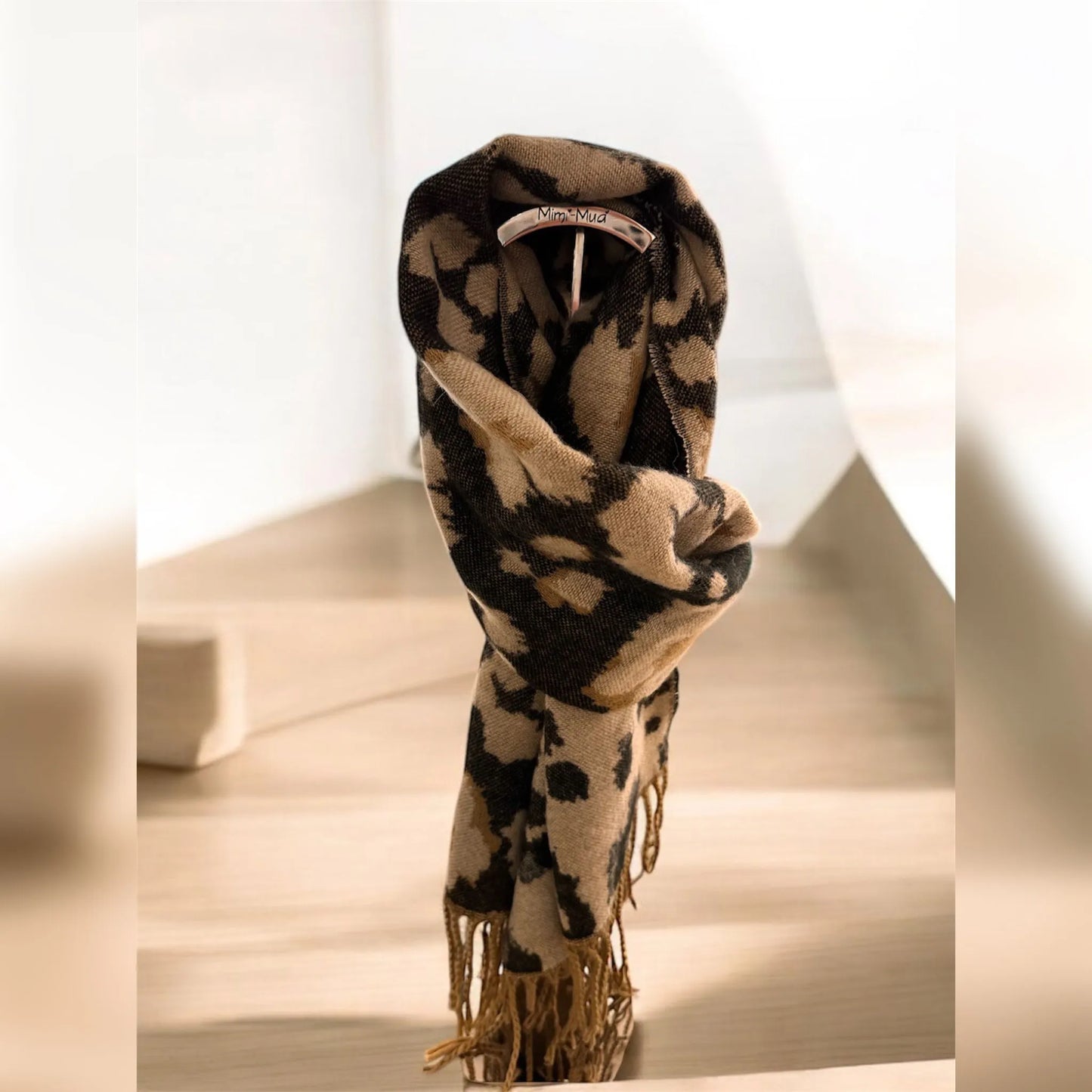 sciarpa, animalier, inverno, calda, beige, nero, firenze