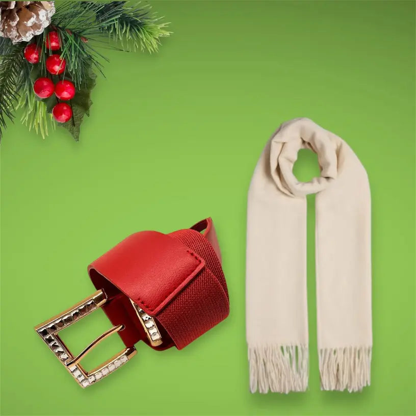 set accessori composto da sciarpa e cintura